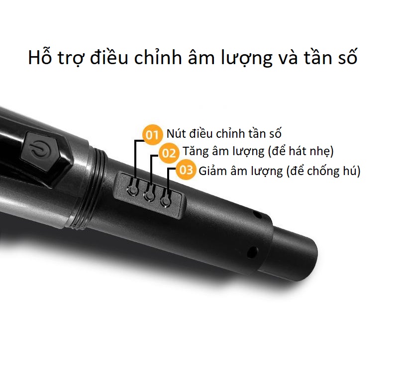 Micro không dây UHF pin sạc đơn Vàng